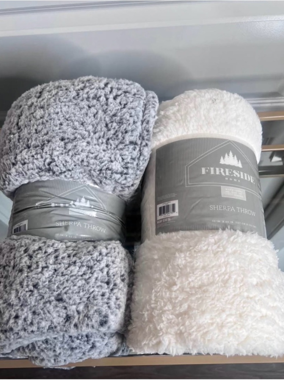 Fireside Sherpa Throw - Gray and Ivory Cozy Blankets